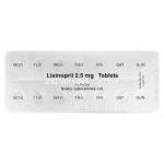 ジェネリックゼストリル、リシノプリル2.5mg 包装シート